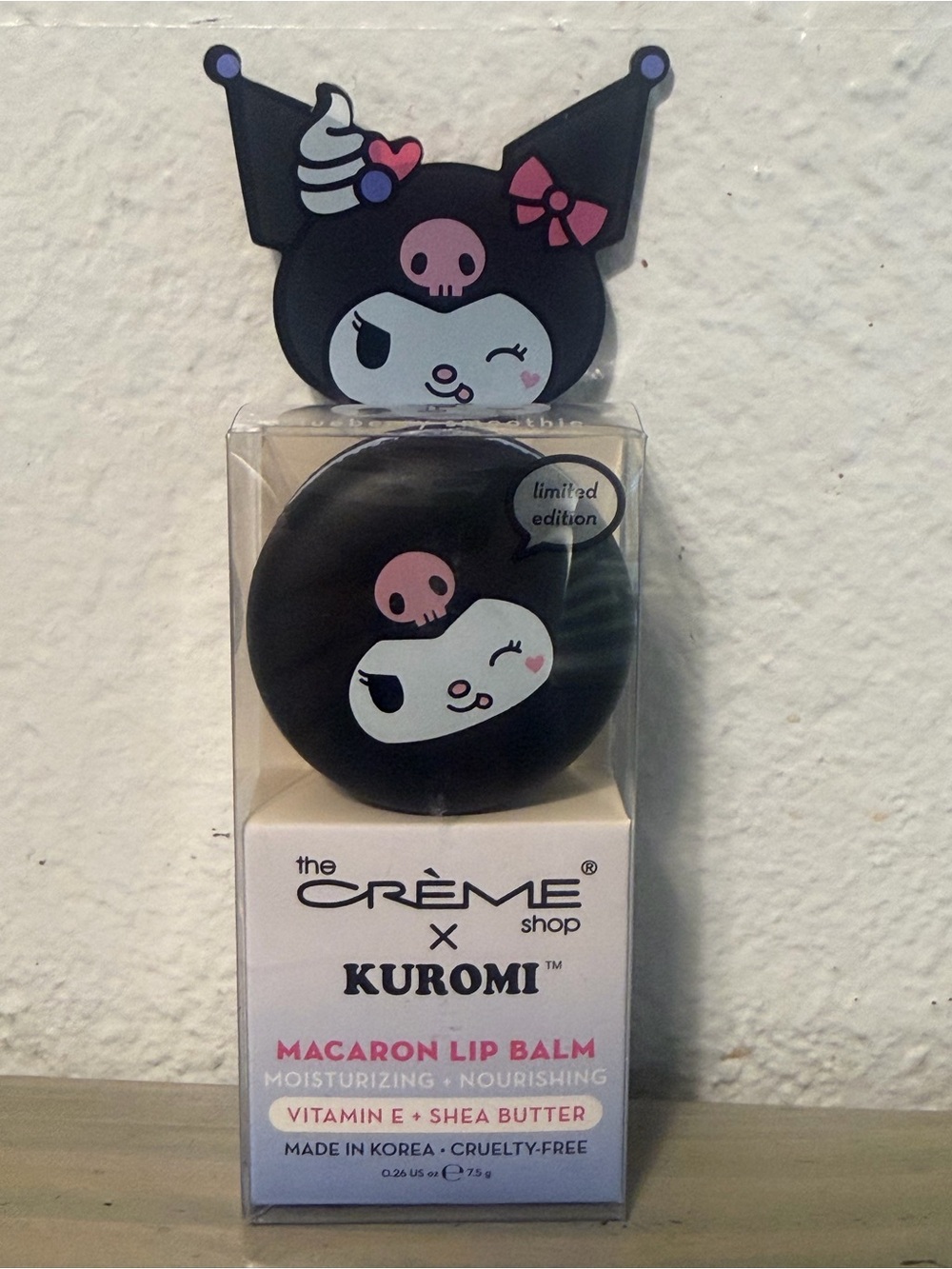 The Crème Shop x Kuromi Black Macaron Lip Balm - Moisturizing Black & Pink